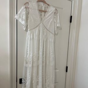 White lace maternity dress.